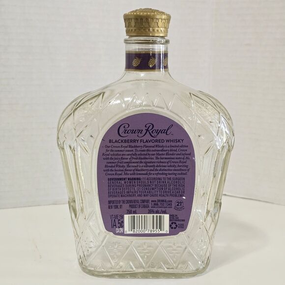 Crown Royal Blackberry Whiskey Bottle EMPTY 750mL Canadian Collectible Bar Decor - Picture 2 of 7